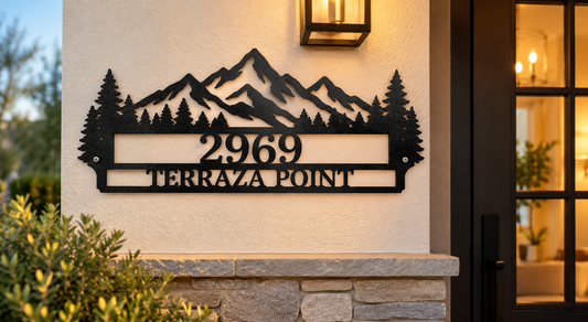 Mountain Peaks 2- Line Metal Address Sign
