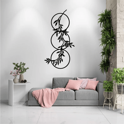 Elegant Three-Circle Vine Metal Wall Art